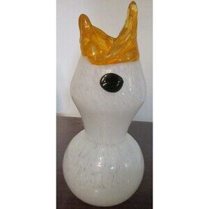 ART GLASS DUCK VASE WITH APPLIED BLACK EYES SPRING EASTER
